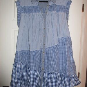 Anthropologie Pilcro Blue and White Checkered Blouse